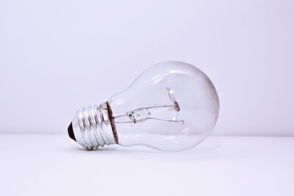 An unscrewed halogen light bulb